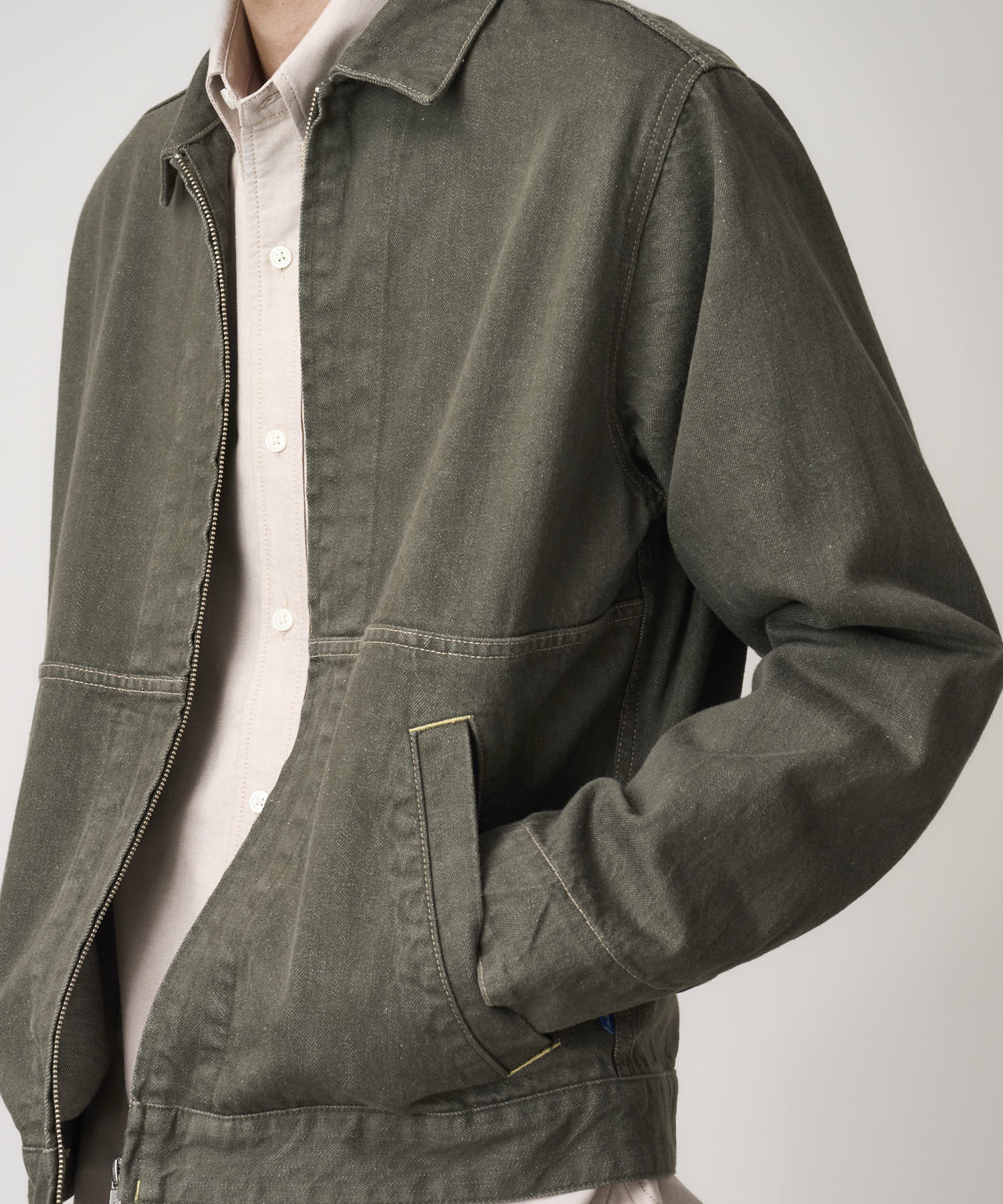 Japanese Slub Denim Jacket - Dark Sage - Image 3
