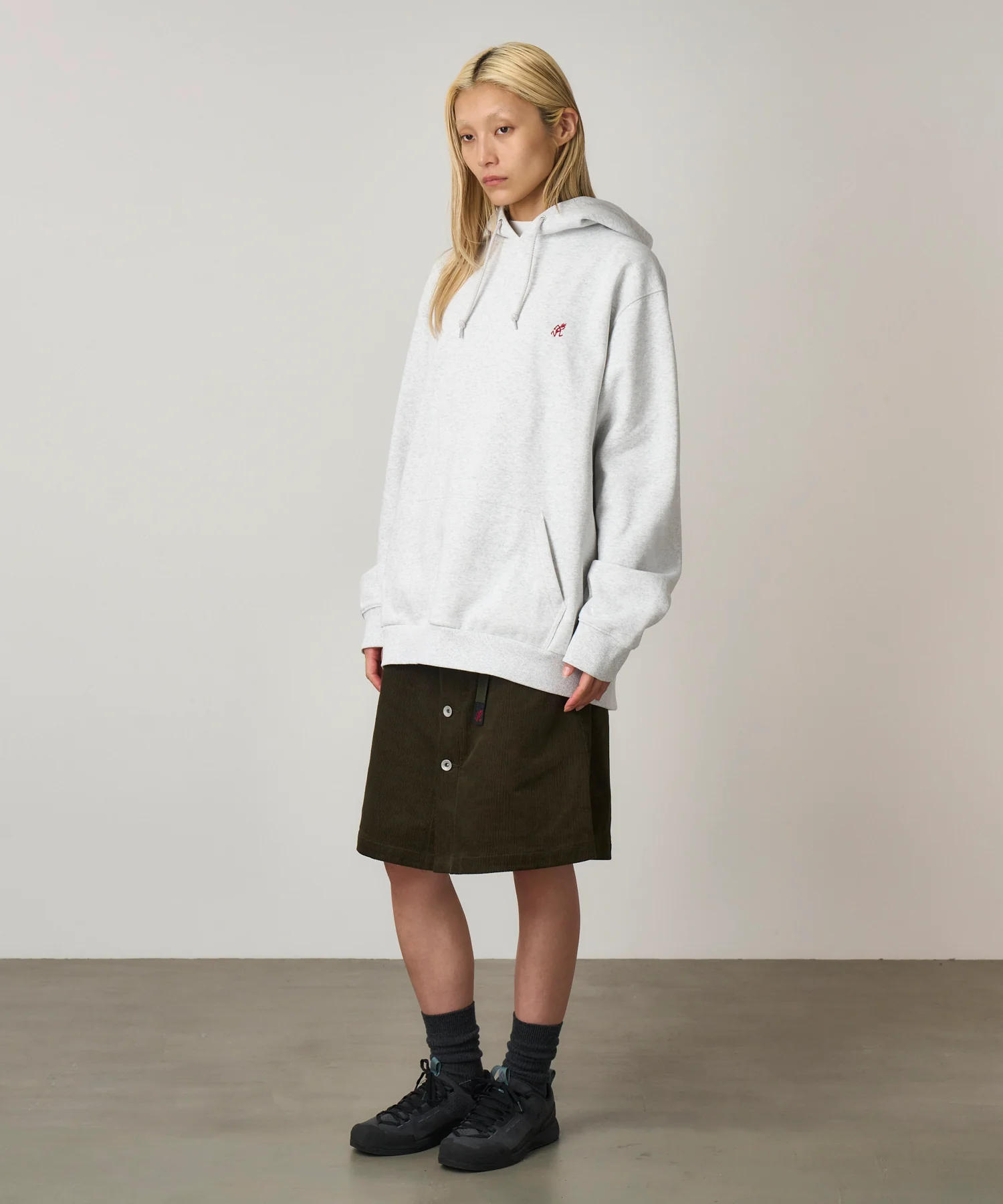 One Point Hooded Sweatshirt - Heather Grey - Image 3