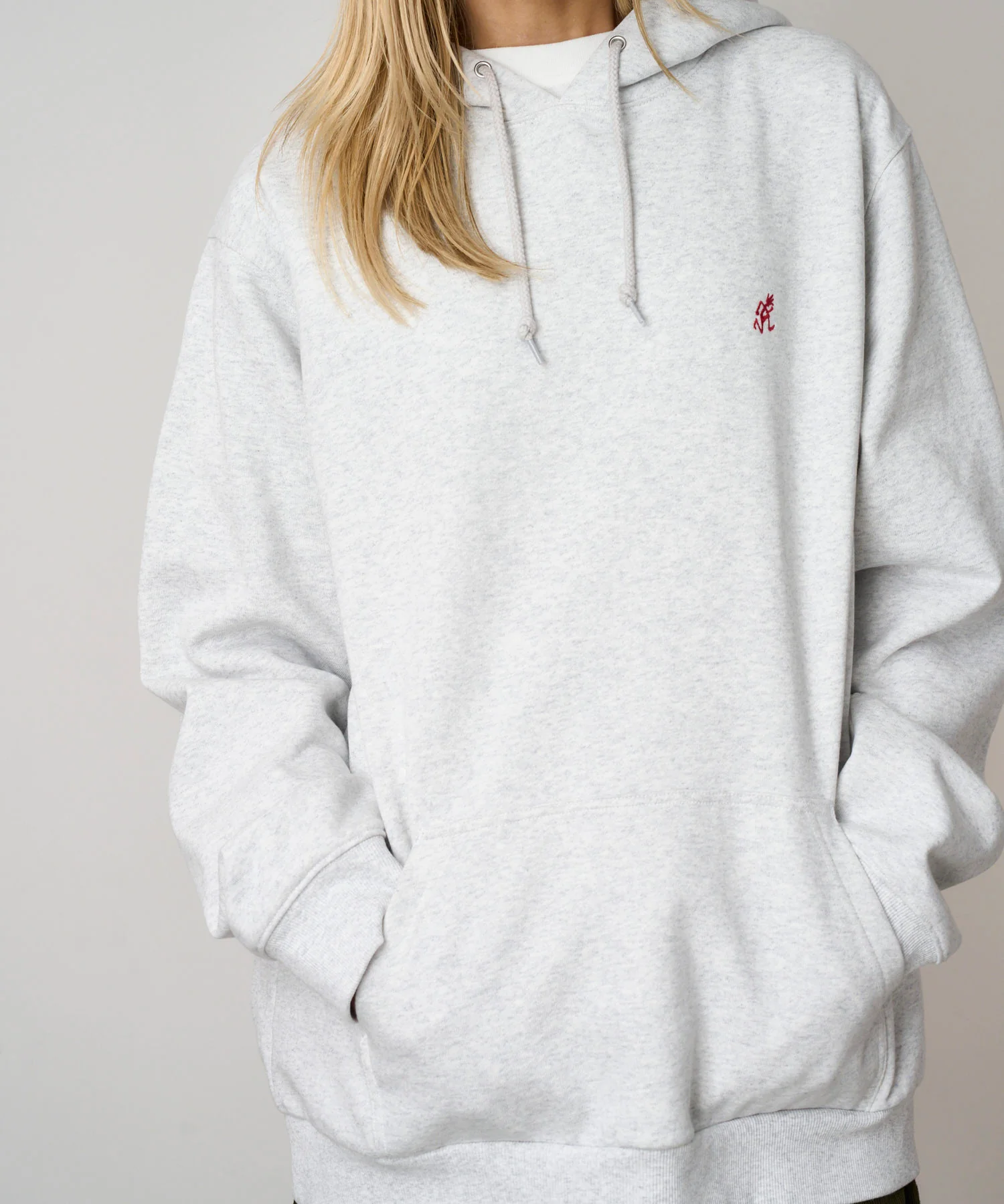 One Point Hooded Sweatshirt - Heather Grey - Image 5