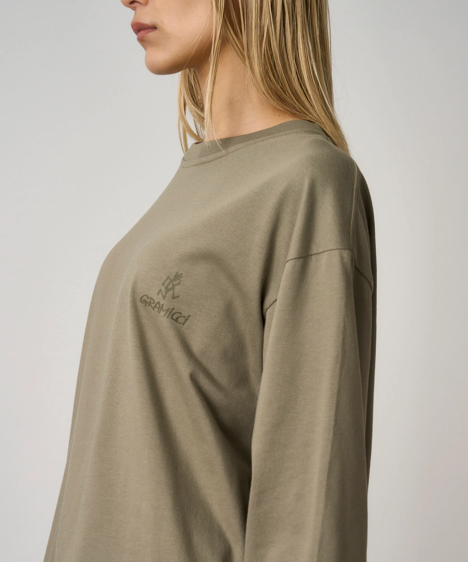 One Point Logo L/S Tee - Khaki - Image 3